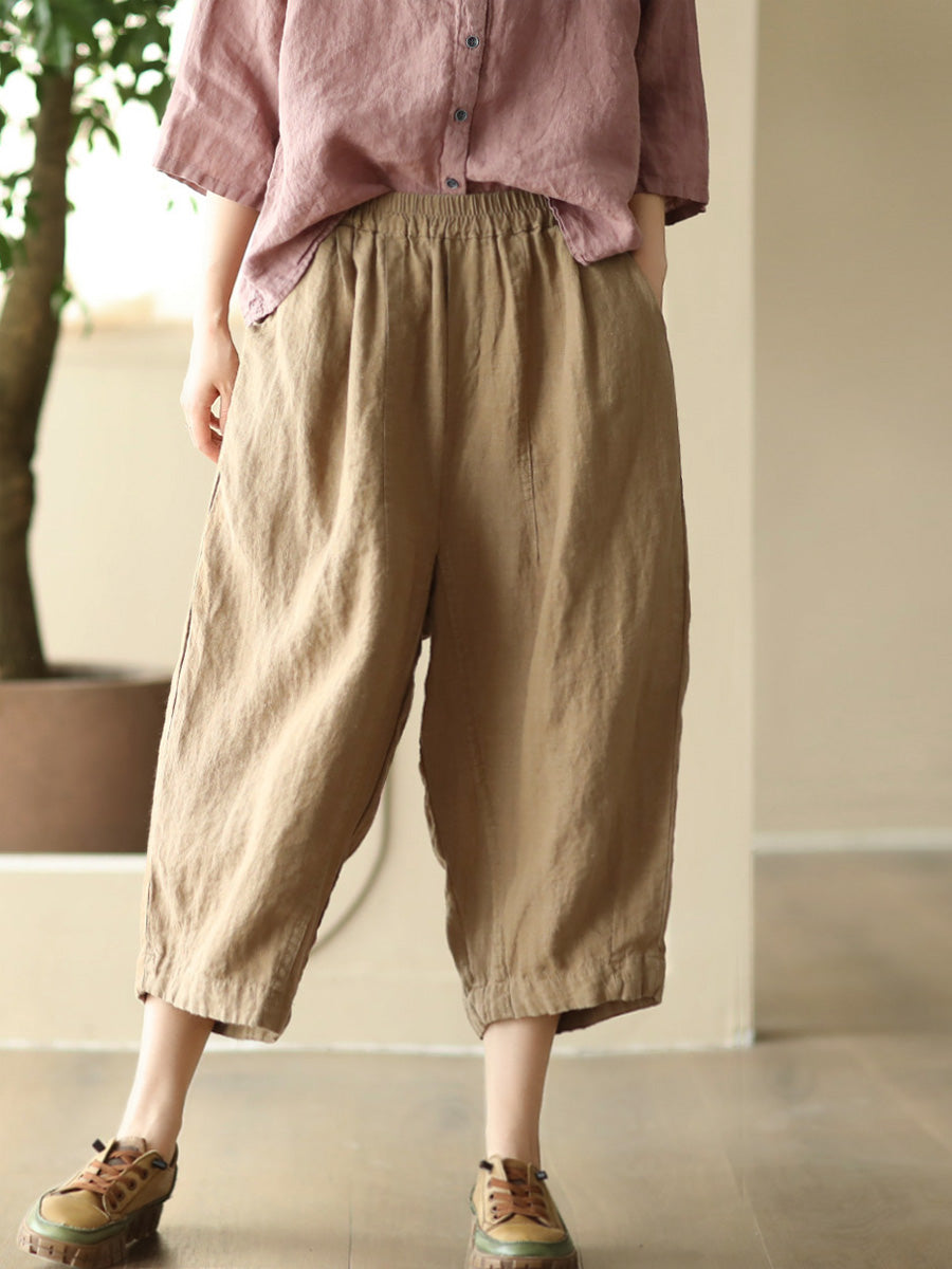 Summer Retro Linen Loose Harem Pants Fd009