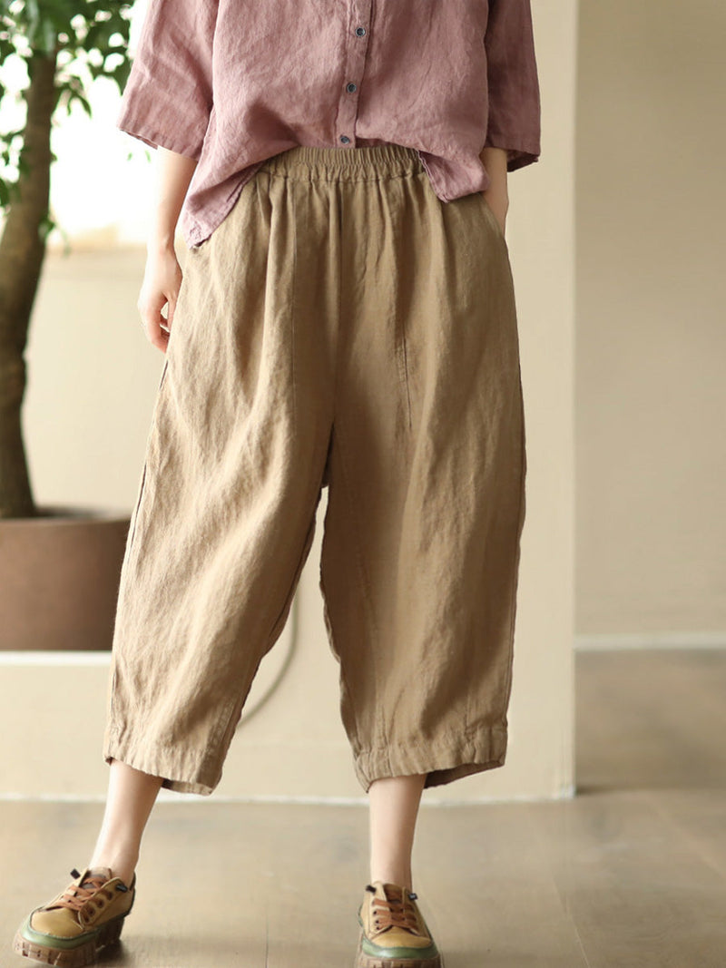 Summer Retro Linen Loose Harem Pants Fd009