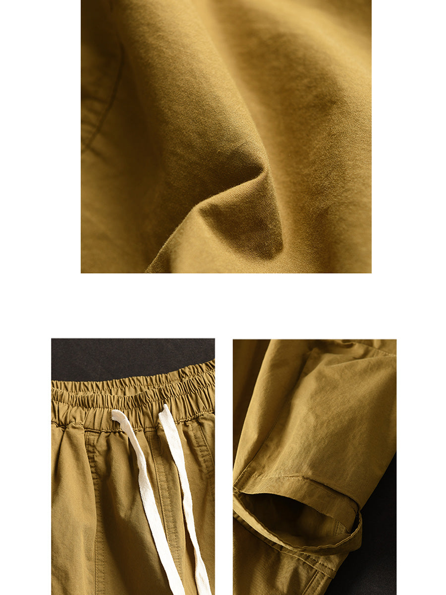 Summer Pocket Loose Cotton Fifth Pants Fd022