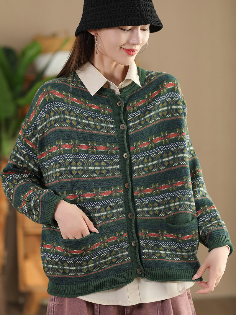Autumn Cotton Knit Cardigan Sweater At1022