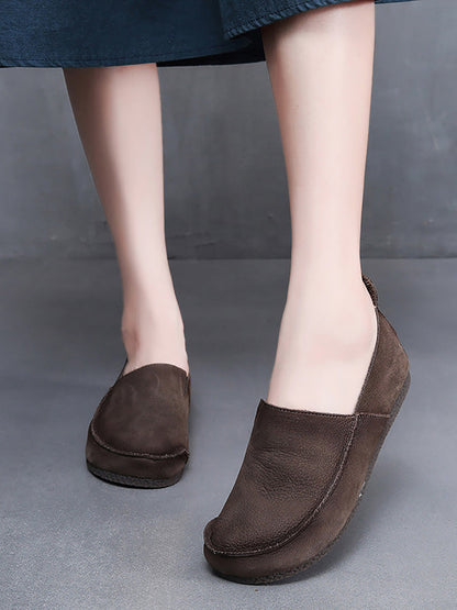 Leather Retro Summer Falt Shoes