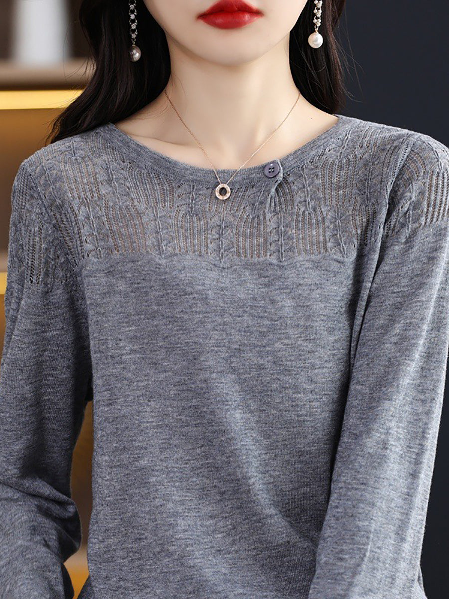 Autumn Knit 100%wool O-neck Sweater Qm019