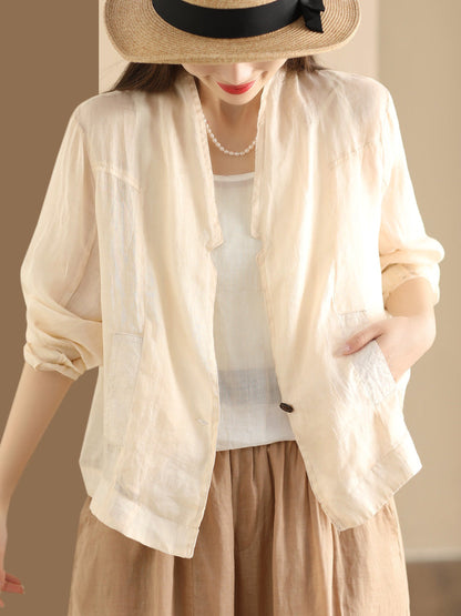Summer Ramie Thin Cardigan Shirt Coat Sc1056