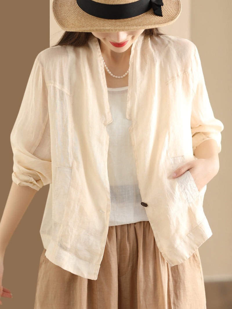 Summer Ramie Thin Cardigan Shirt Coat Sc1056