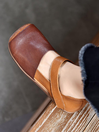 Summer Leather Colorblock Flat Shoes Bn1003