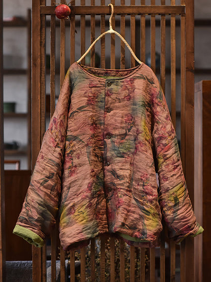 Winter Flower Ramie Padded Coat Ax1018