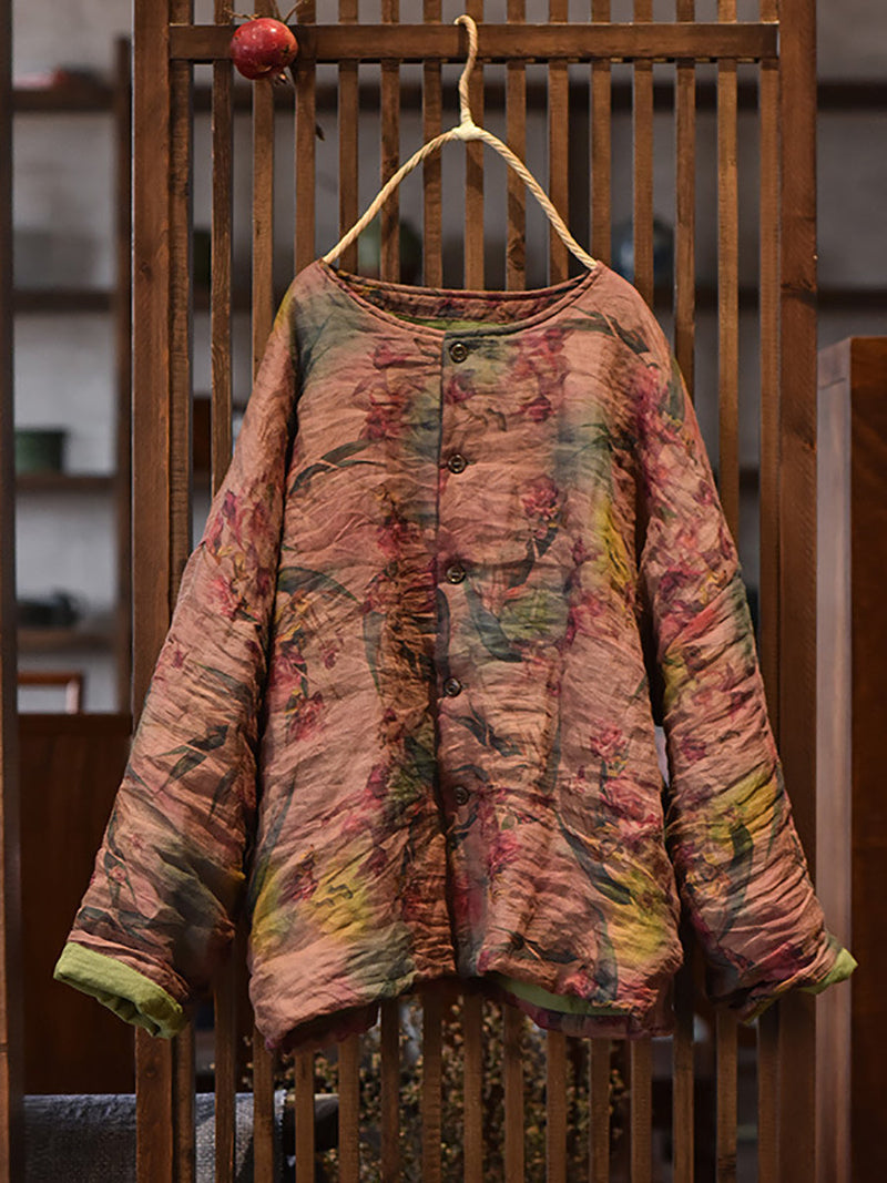 Winter Flower Ramie Padded Coat Ax1018