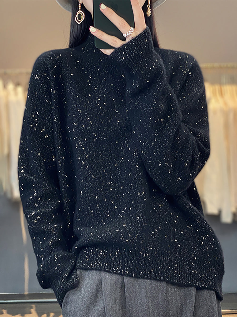 Autumn Knit 100%wool Half-turtleneck Sweater Wu009