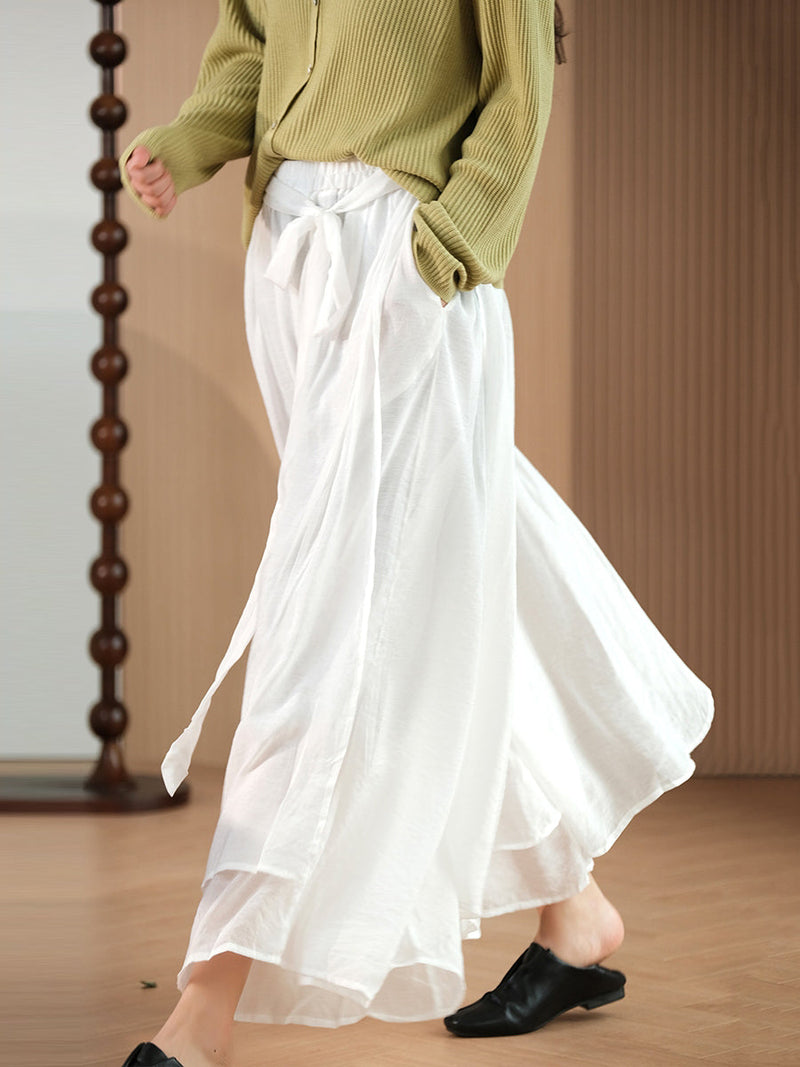 Artsy Dual-layer Strap Wide-leg Pants Pa1037
