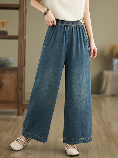Artsy Summer Loose Denim Wide-leg Pants As1031
