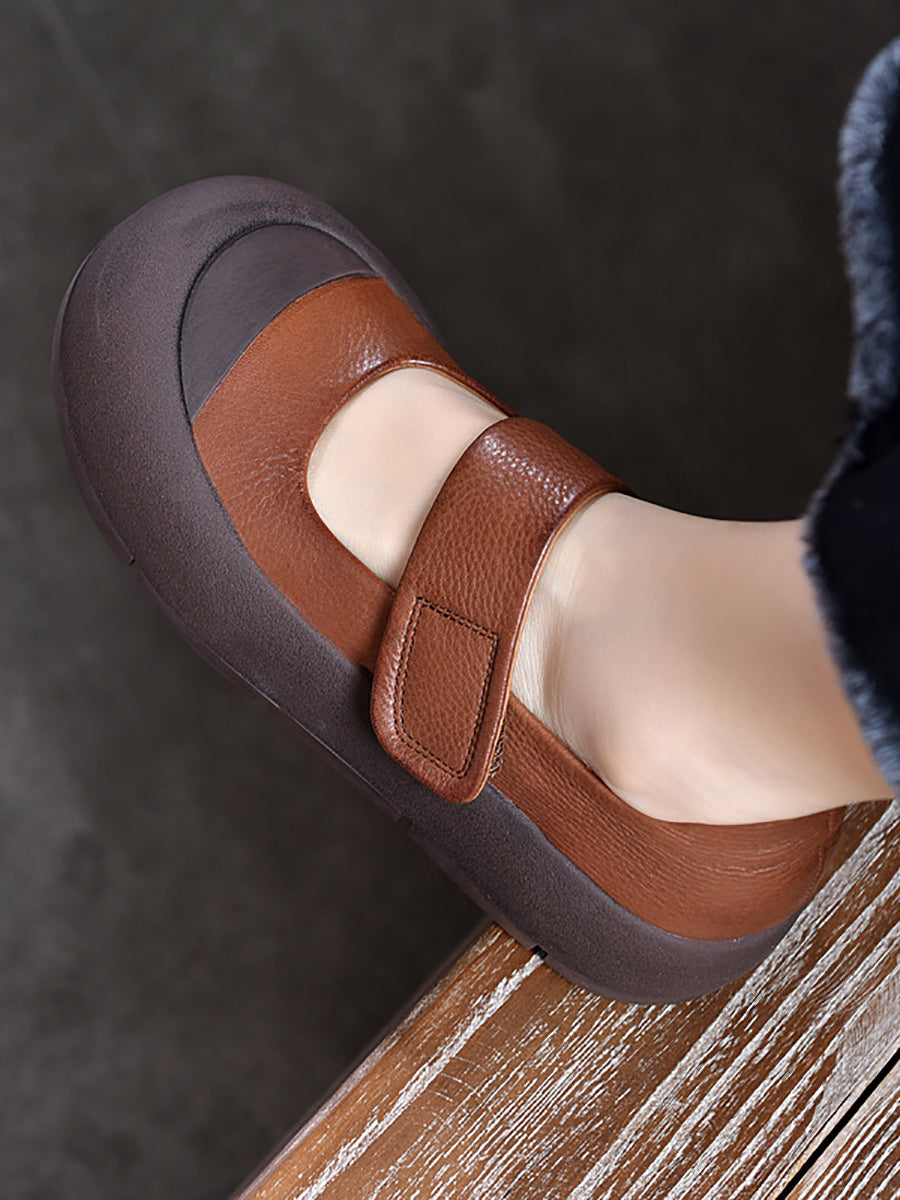 Summer Leather Colorblock Flat Shoes Cv1012