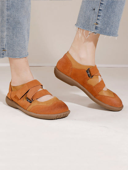 Summer Leather Spliced Low Heel Shoes Aa1047