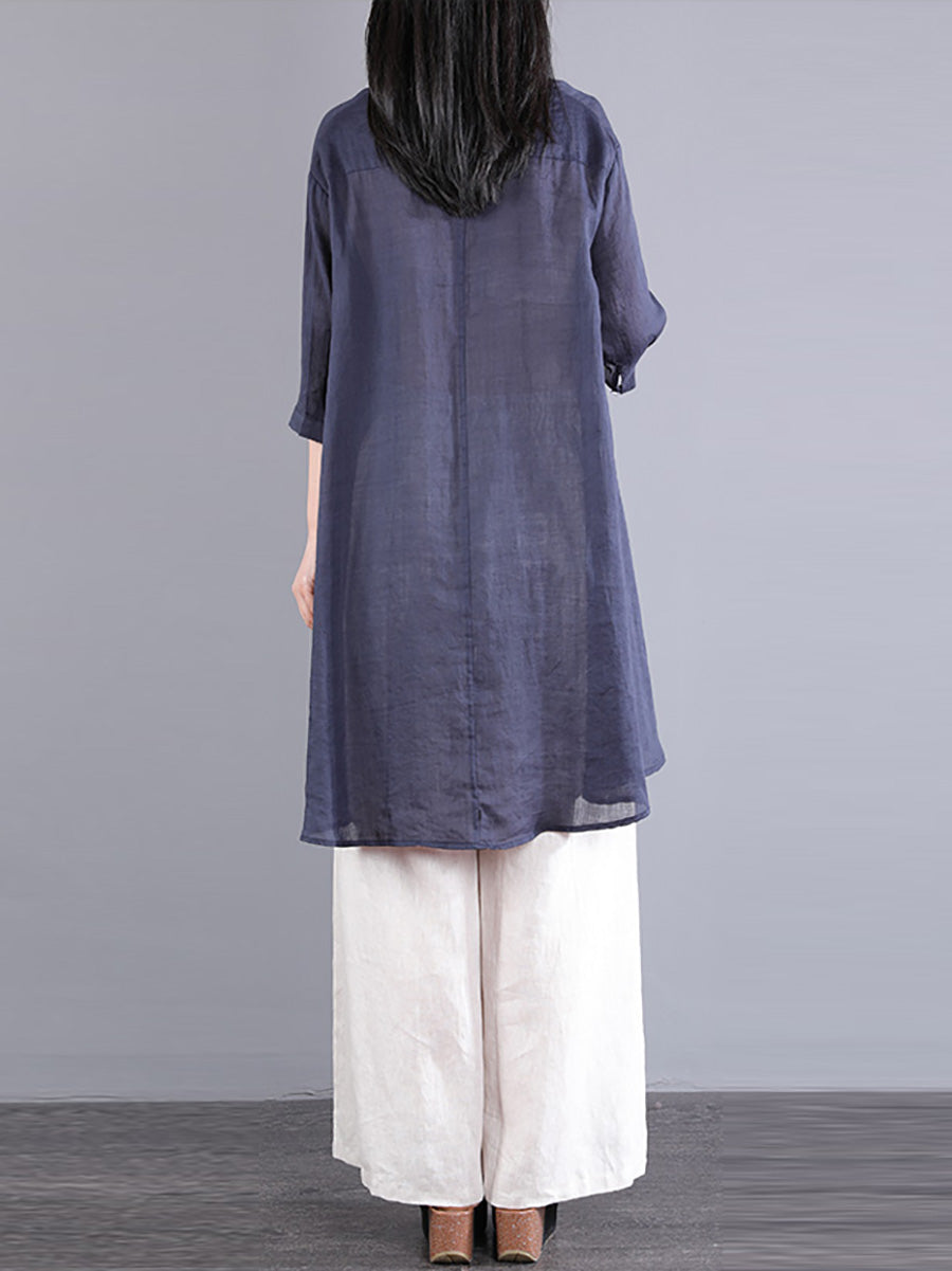 Artsy Button-up 100%ramie Blouse Pa1040