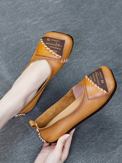 Artsy Colorblock Soft Leather Flat Shoes Kl1024