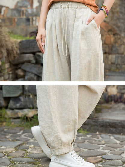 Pure Ramie Straight Worn Color Summer Pants
