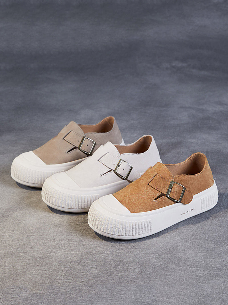 Leather Platform Flat Shoes Fg1027