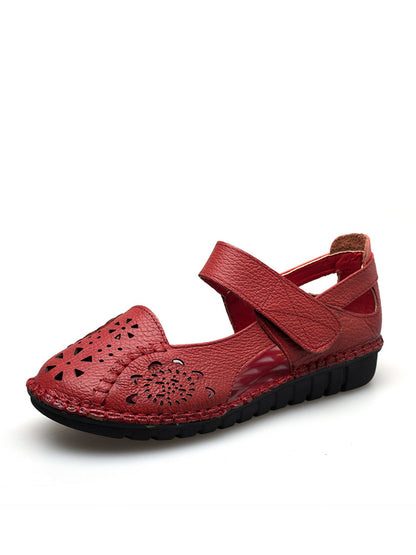 Summer Leather Cutout Low-heel Sandals Cv1008