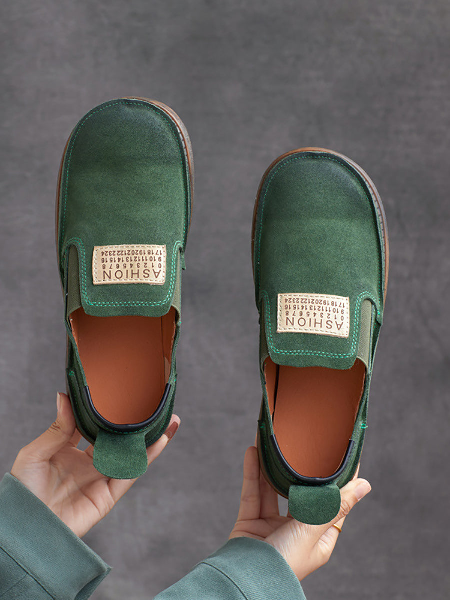Summer Suded Leather Flat Shoes Zz1039