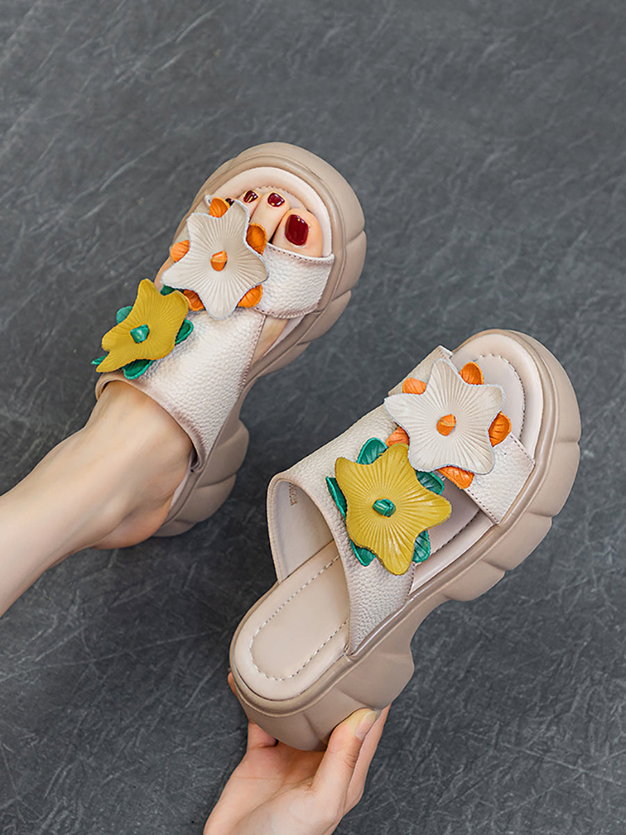 Summer Leather Spliced Star Platform Sandal Ty1033