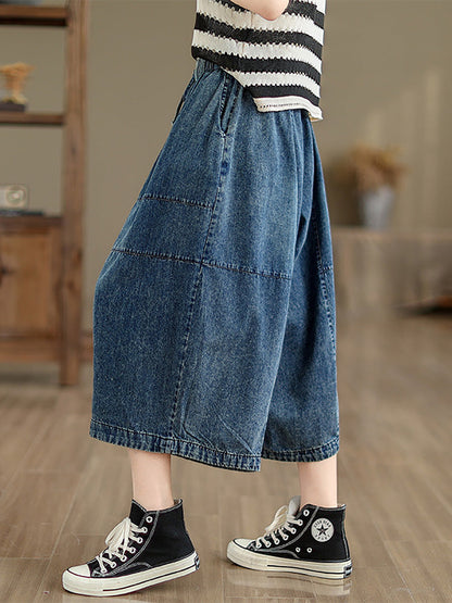 Summer Denim Spliced Wide-leg Pants Pp1002