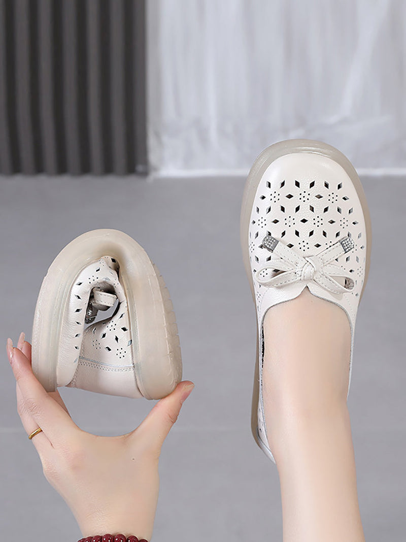 Summer Cutout Leather Flat Shoes Kl1043