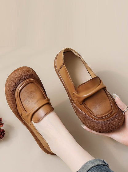 Summer Soft Leather Flat Shoes At1056