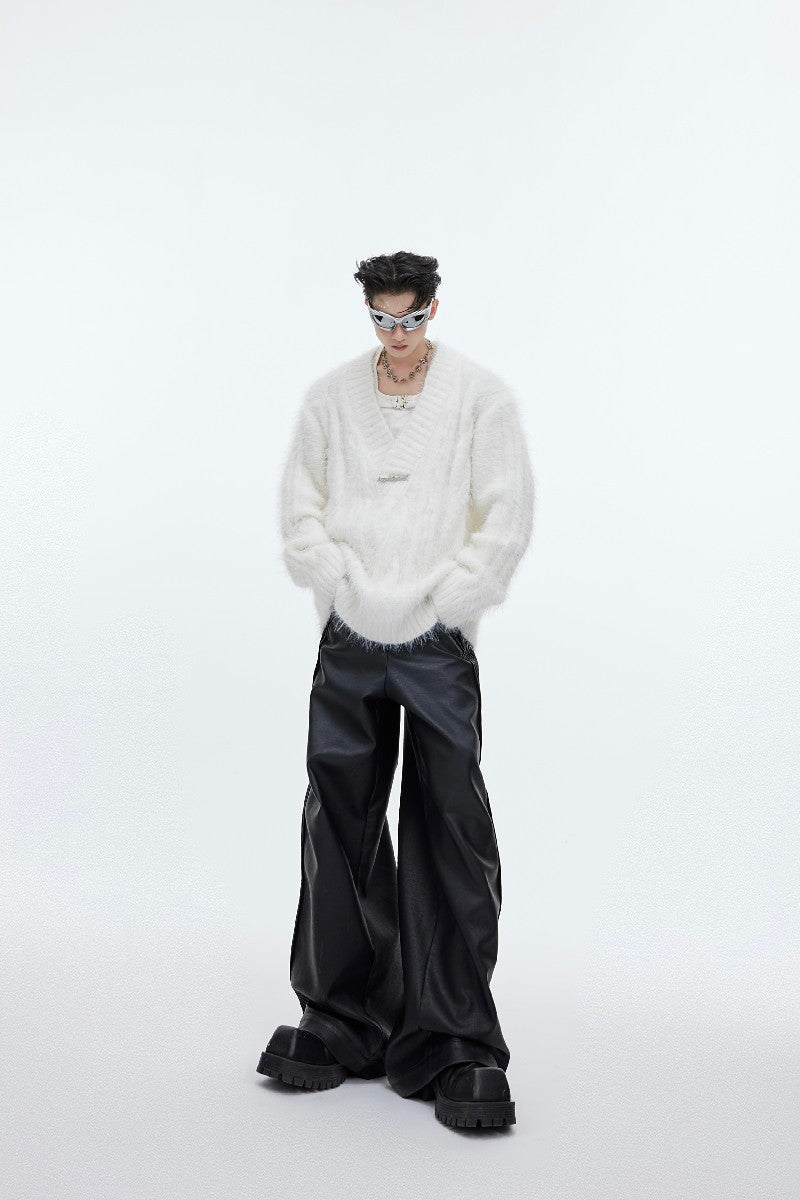 Faux Fur V-neck Sweater
