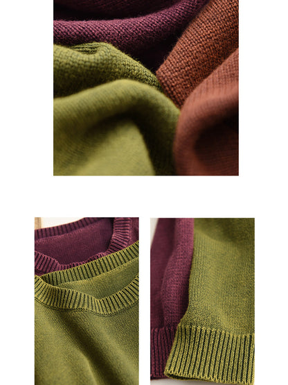 Autumn O-neck Pure Color Knit Sweater Ak1028