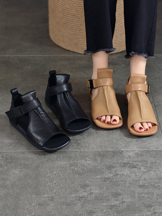 Summer Leather Open-toe Flat Shoes Bn1011