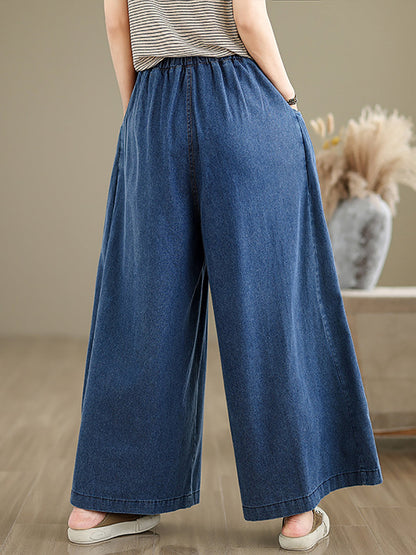 Summer Butterfly Spliced Wide-leg Denim Pants Kl1037