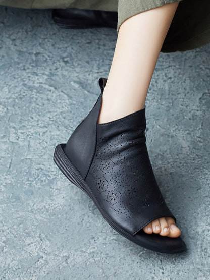 Summer Leather Open-toe Flat Shoes Ui1015