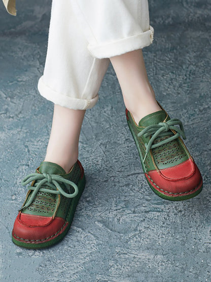 Summer Colorblock Leather Flat Shoes As1053
