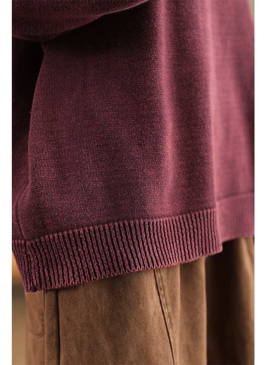 Autumn O-neck Pure Color Knit Sweater Ak1028