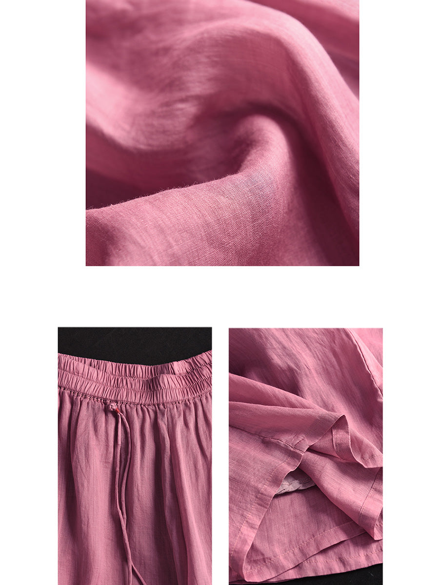 Summer Dual-layer Wide-leg Ramie Pants Fd049