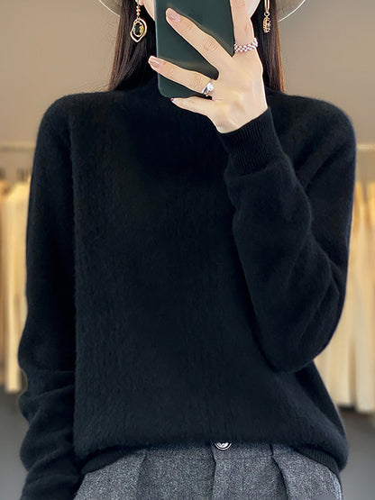 Autumn Cable Knit 100%wool Half Turtleneck Sweater Qn028