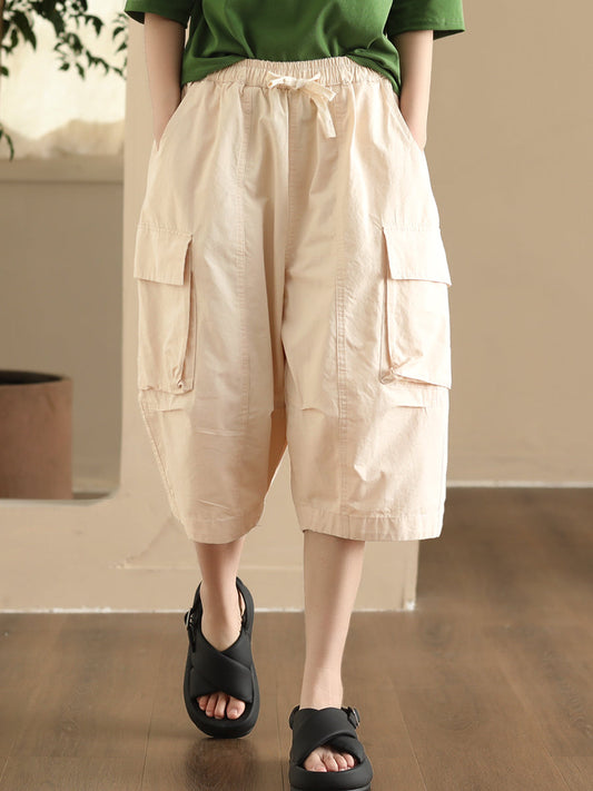 Summer Pocket Loose Cotton Fifth Pants Fd022