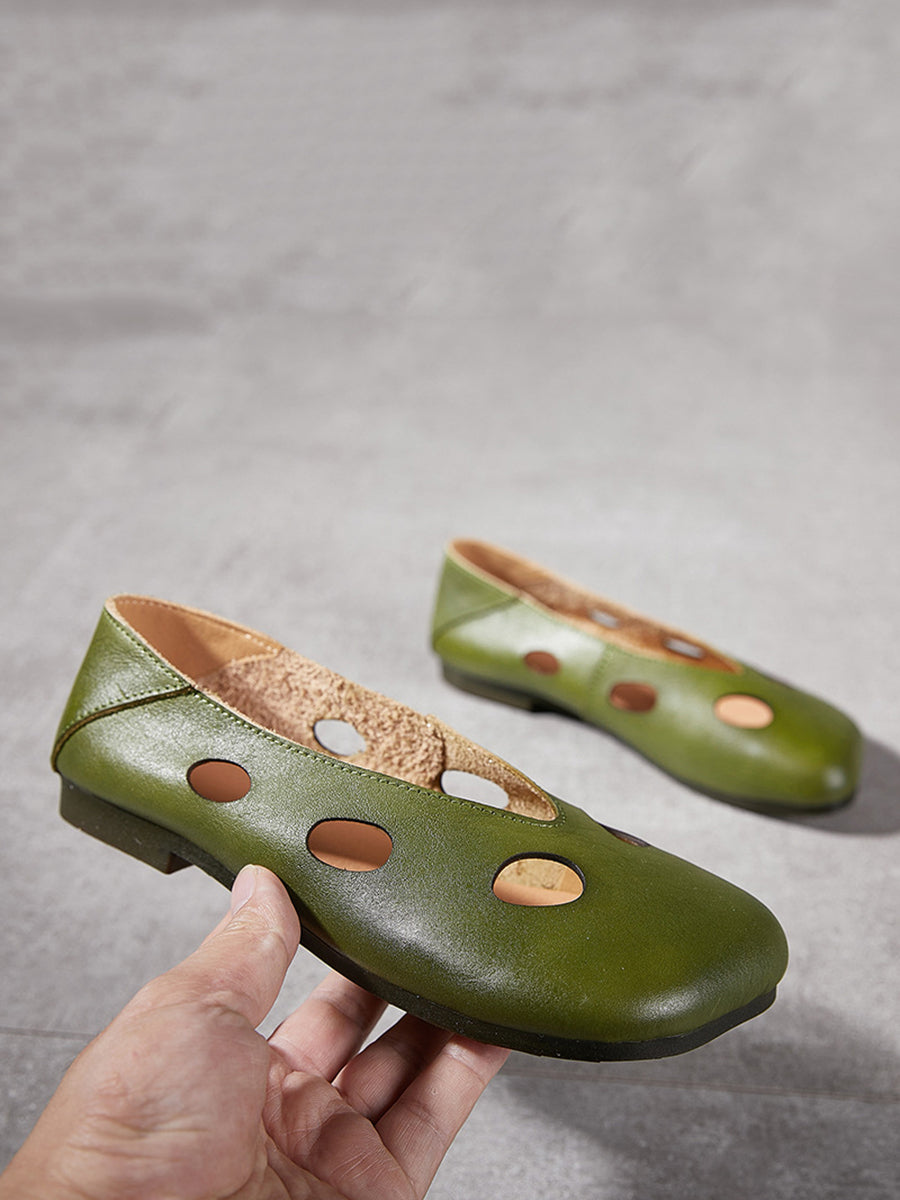 Summer Leather Cutout Soft Shoes Io1029