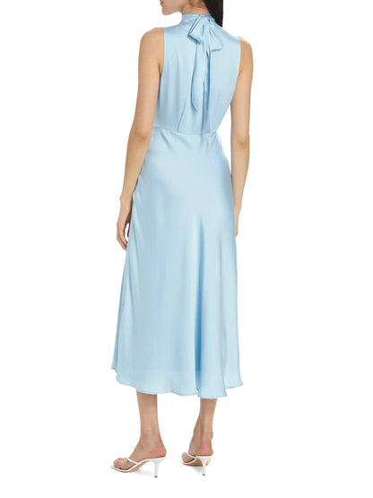 High Neck Satin Midi-dress