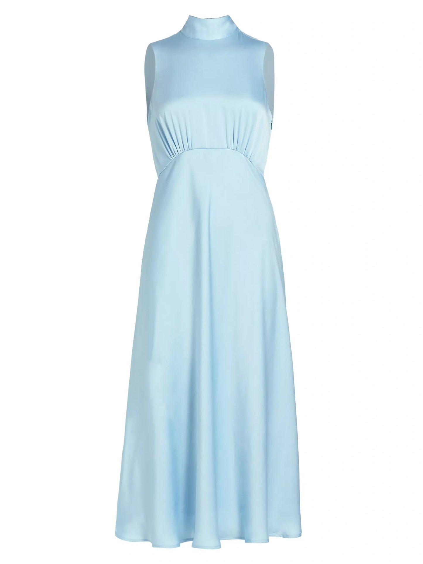 High Neck Satin Midi-dress