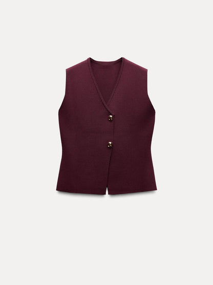 Knitted Vest and Pleated Skirt