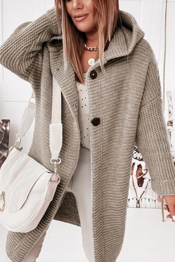 Cozy With Coffee Button Down Hooded Cardigan