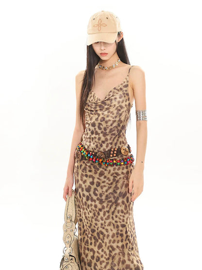 Leopard Print Slip Maxi Dress
