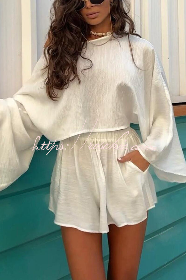 Seaside Leisure Linen Blend Elastic Waist Loose Pocket Shorts