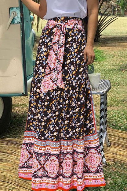 Relaxed Swing Bow Loose Pleated Skirt