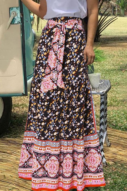 Relaxed Swing Bow Loose Pleated Skirt