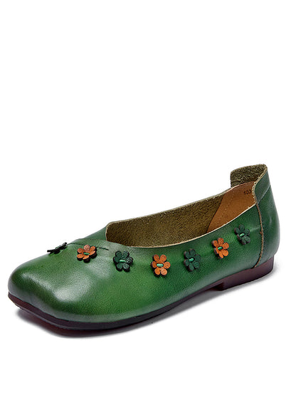 Summer Leather Flower Spliced Flat Shoes Sc1012