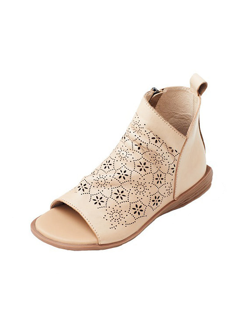Summer Leather Open-toe Flat Shoes Ui1015