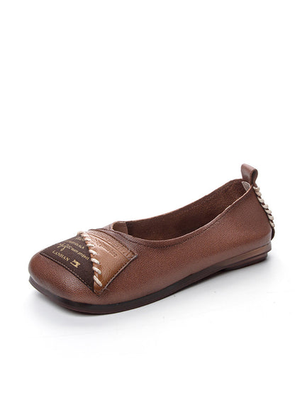 Artsy Colorblock Soft Leather Flat Shoes Kl1024