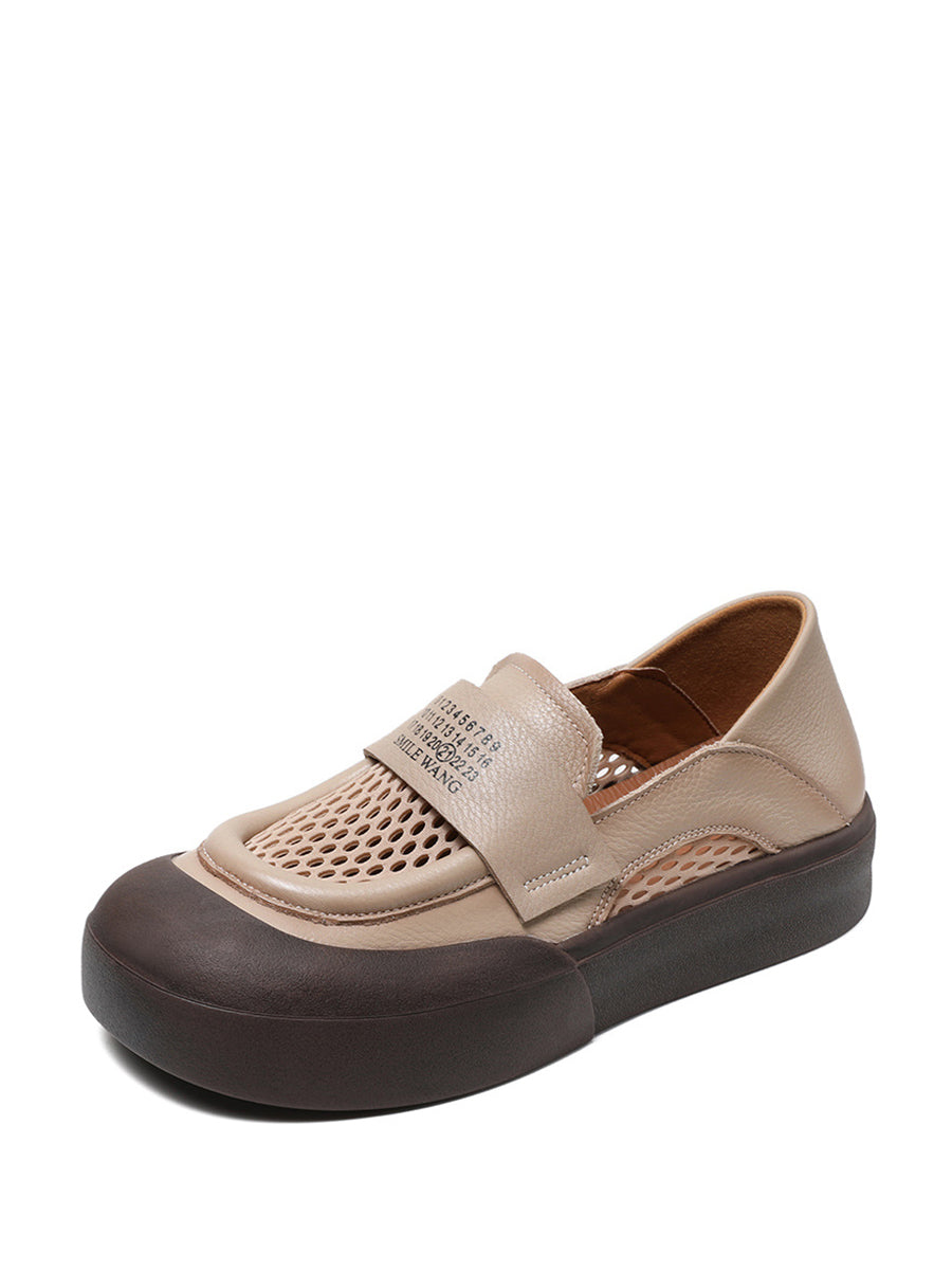 Summer Leather Cutout Flat Shoes Pp1030