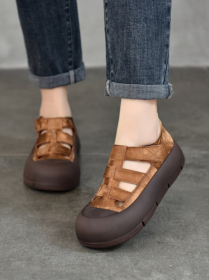 Summer Genuine Leather Platform Shoes Aa1019